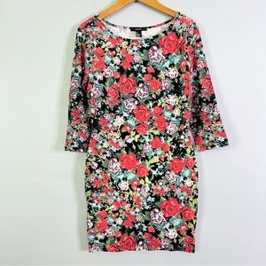 Forever 21 Black Roses Floral Bodycon Dress Size Large